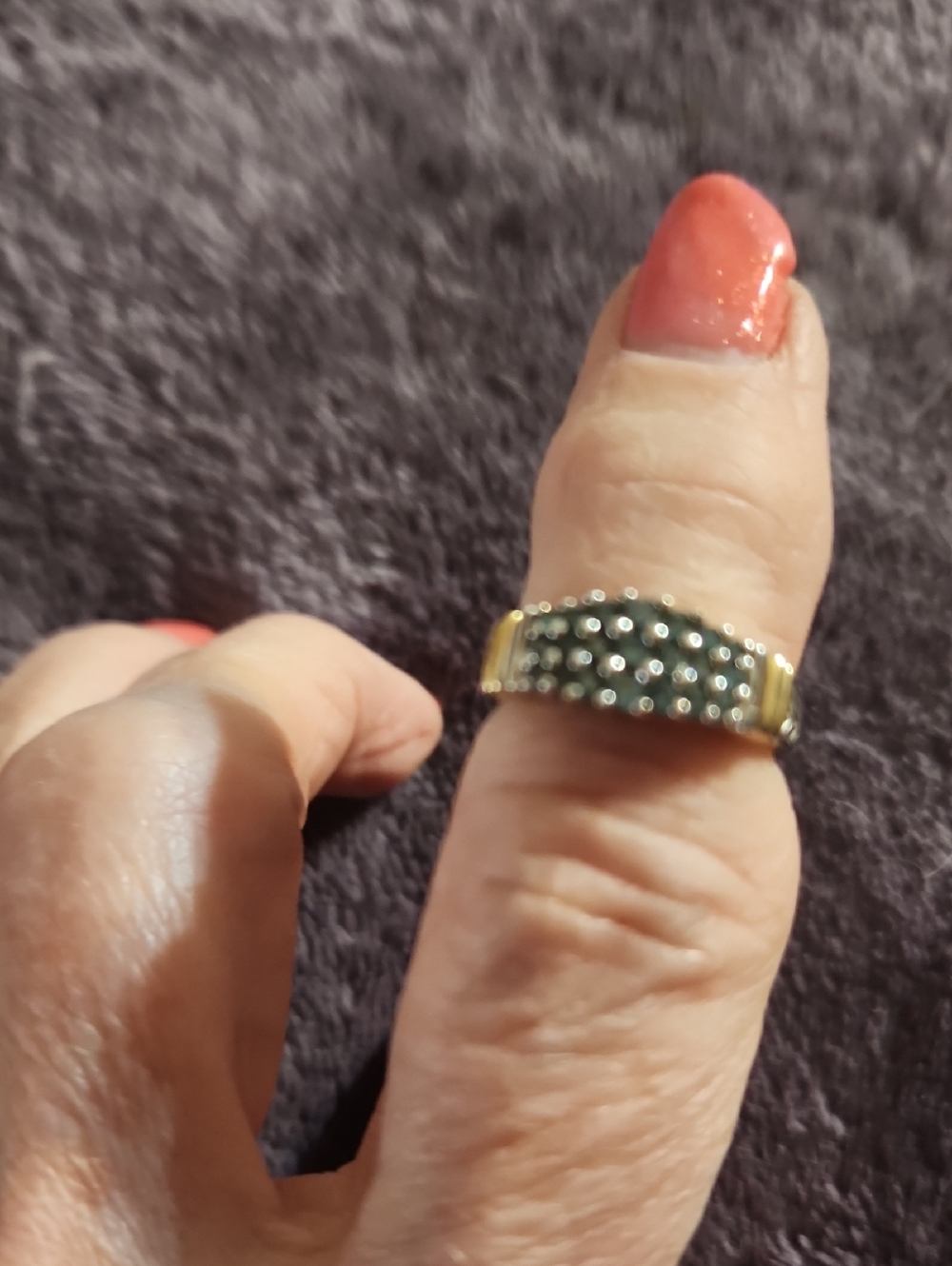 14kt White And Yellow Gold Blue Diamond Band Ring - Women Jewelry